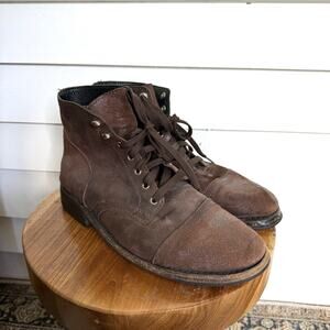 Thursday Boot Company Tobacco Brown Suede Leather Captain Lace up Boots 10.5